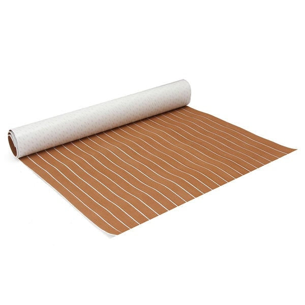 120x240cm Brown and White EVA Foam Faux Teak Sheet Boat Yacht Synthetic Teak Decking Image 1