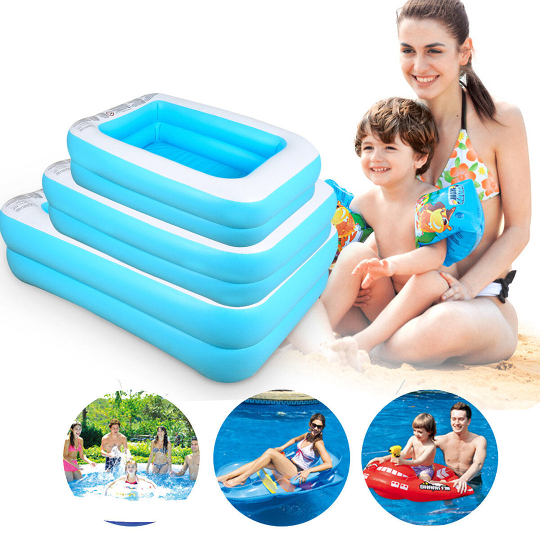 110/128/155cm Inflatable Swimming Pool Camping Garden Family Kids Paddling Pool Image 2