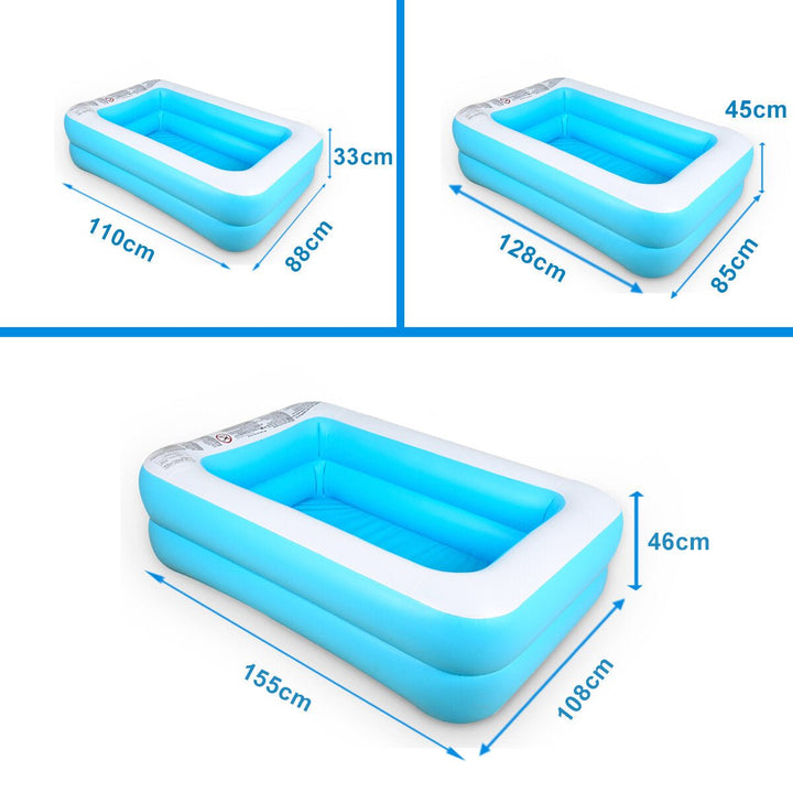 110/128/155cm Inflatable Swimming Pool Camping Garden Family Kids Paddling Pool Image 4