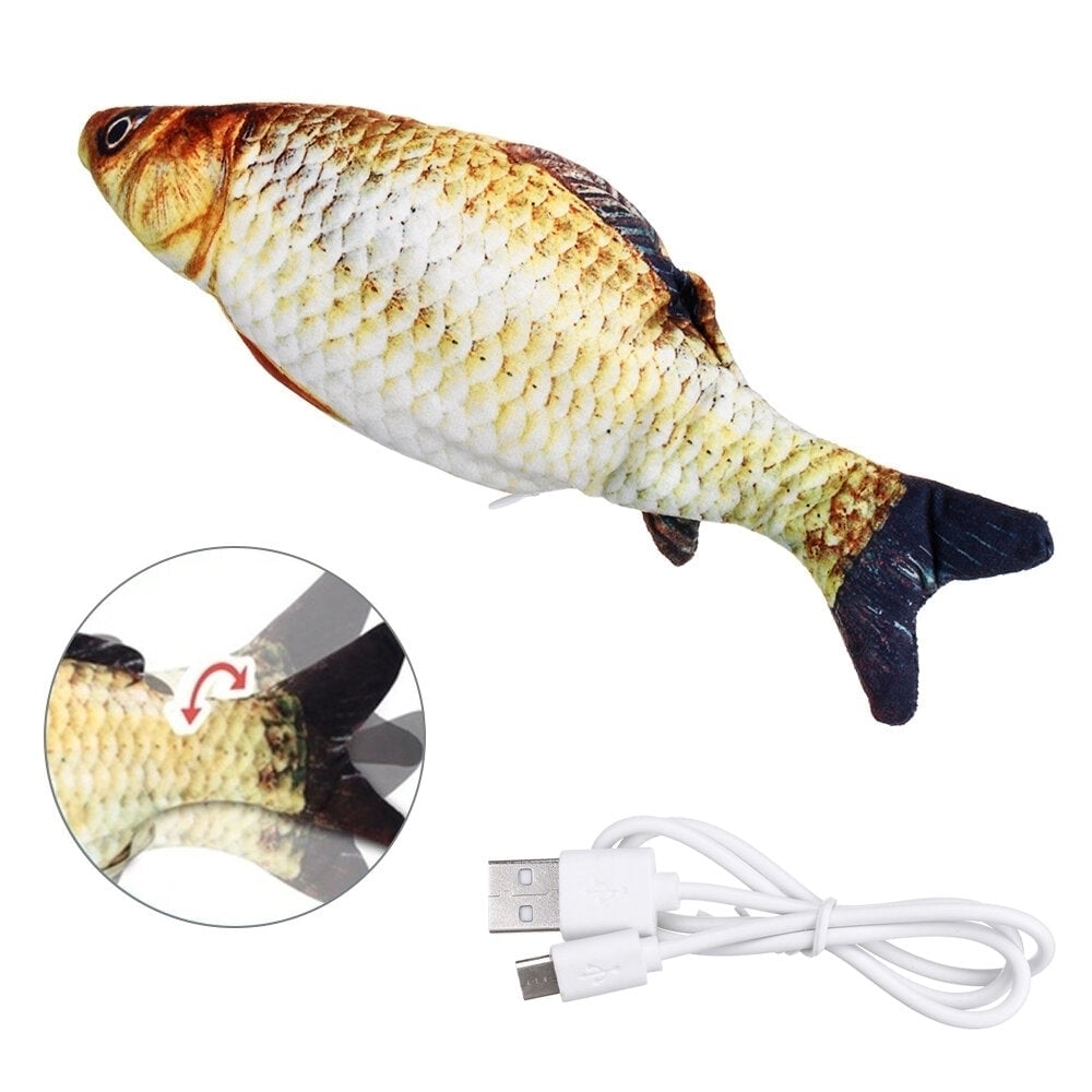 12inch USB Wagging Cat Electric Fish movement Catnip Plush Simulation Fish Cat Toy Image 6