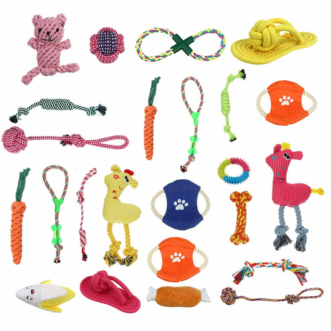 12x Assorted Dog Puppy Pet Toys Ropes Chew Ball Knot Training Play Bundle CottonDTTT Image 1