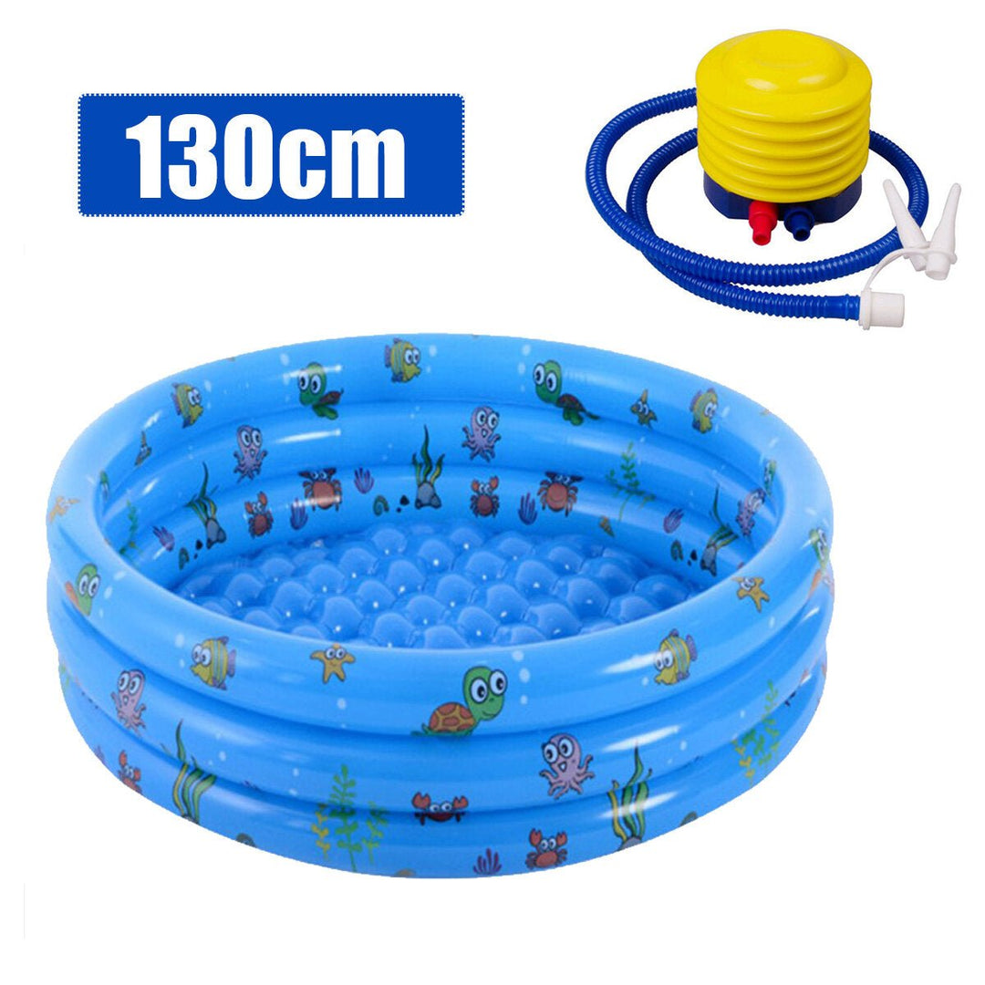 130/150CM Swimming Pool Childrens Baby Paddling Pool Round Bubble Bottom Inflatable Pool with Air Pump Toddler Games Image 1