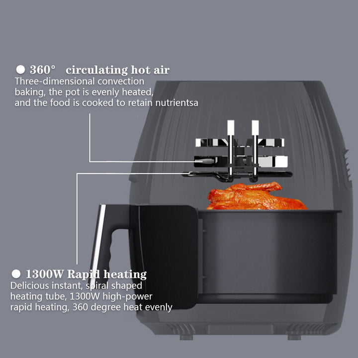 1300W Electric Hot Air Fryers Oven Oilless Cooker 5.5L Large Capacity Touch Screen 360 Cycle Heating with Non Stick Pot Image 8