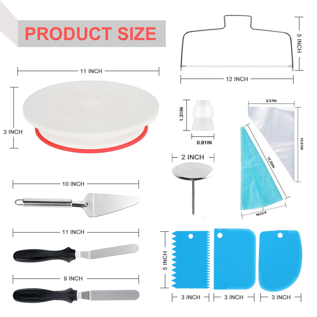 130Pcs Cake Decorating Kit Baking Fondant Supplies Turntable Bag Tip Spatula Tools Kit Image 10