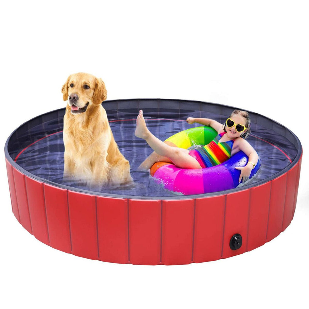 160cm Foldable Pet Bath Swimming Pool Collapsible Dog Pool Pet Bathing Tub Pool Kiddie Pool for Dogs Cats and Kids Image 1