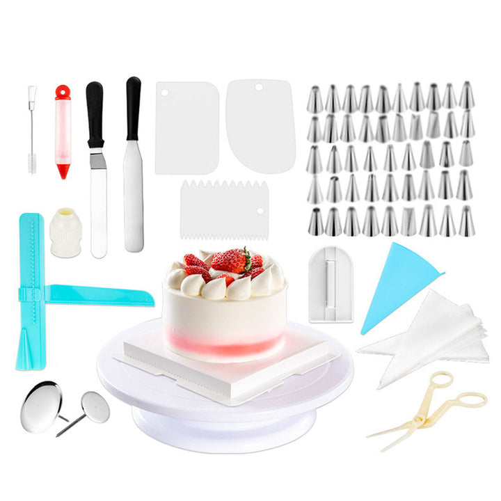 164Pcs DIY Cake Decor Kit Tools Baking Supplies Turntable Sets Spatula Stand Kits Image 1