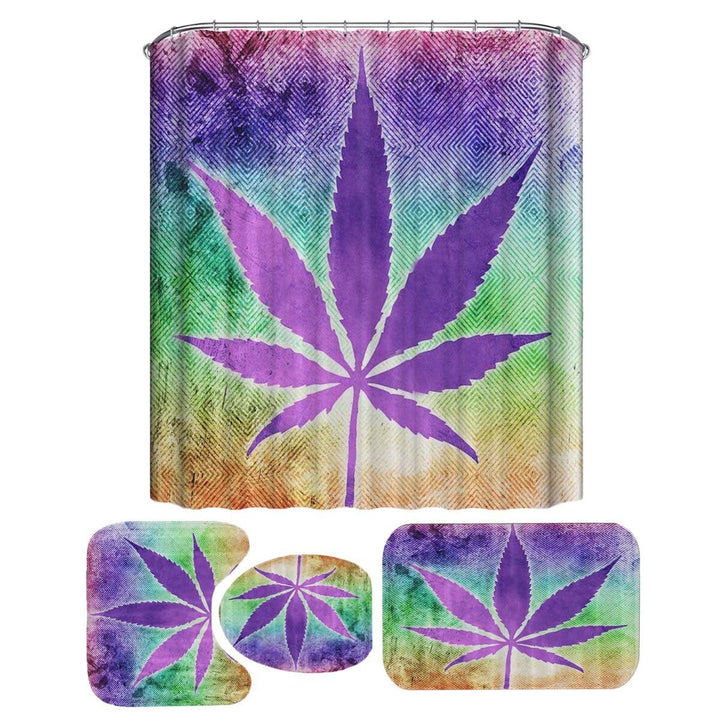 180x180CM Hemp Leaf Printing Waterproof Shower Curtain Anti-rust Moisture-proof Bath Math Set Image 1