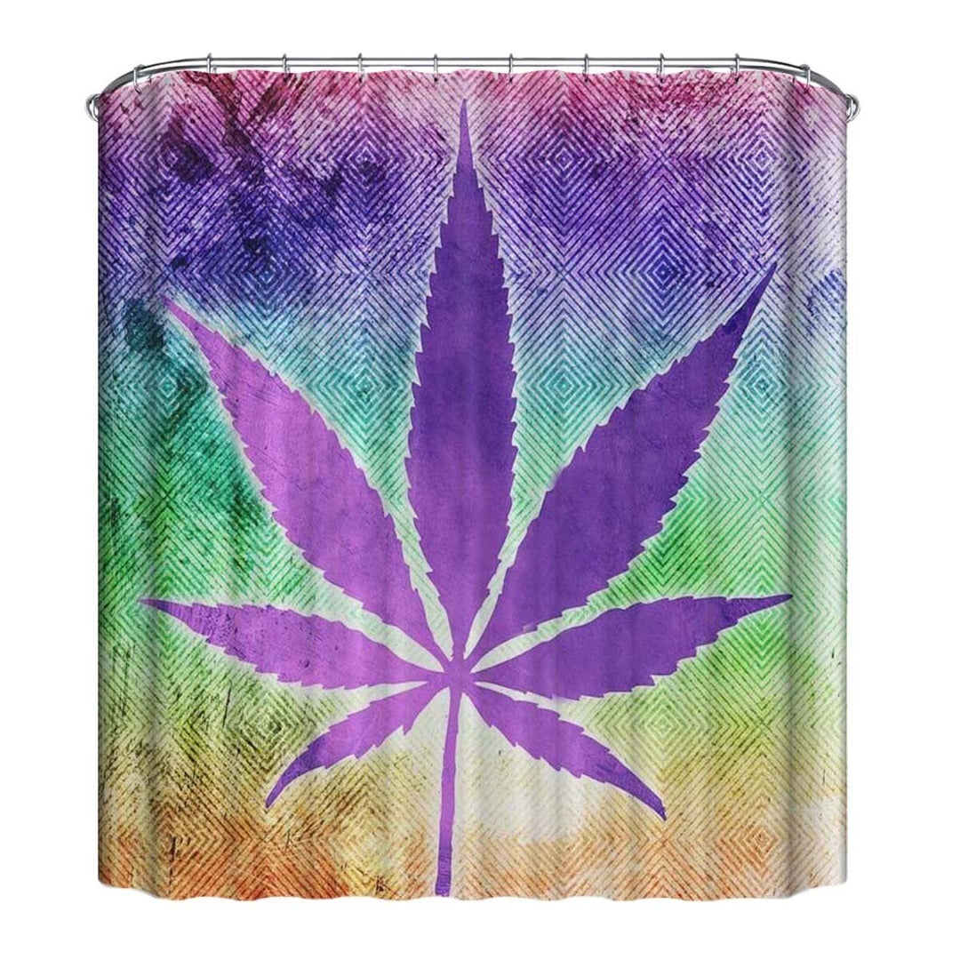 180x180CM Hemp Leaf Printing Waterproof Shower Curtain Anti-rust Moisture-proof Bath Math Set Image 5