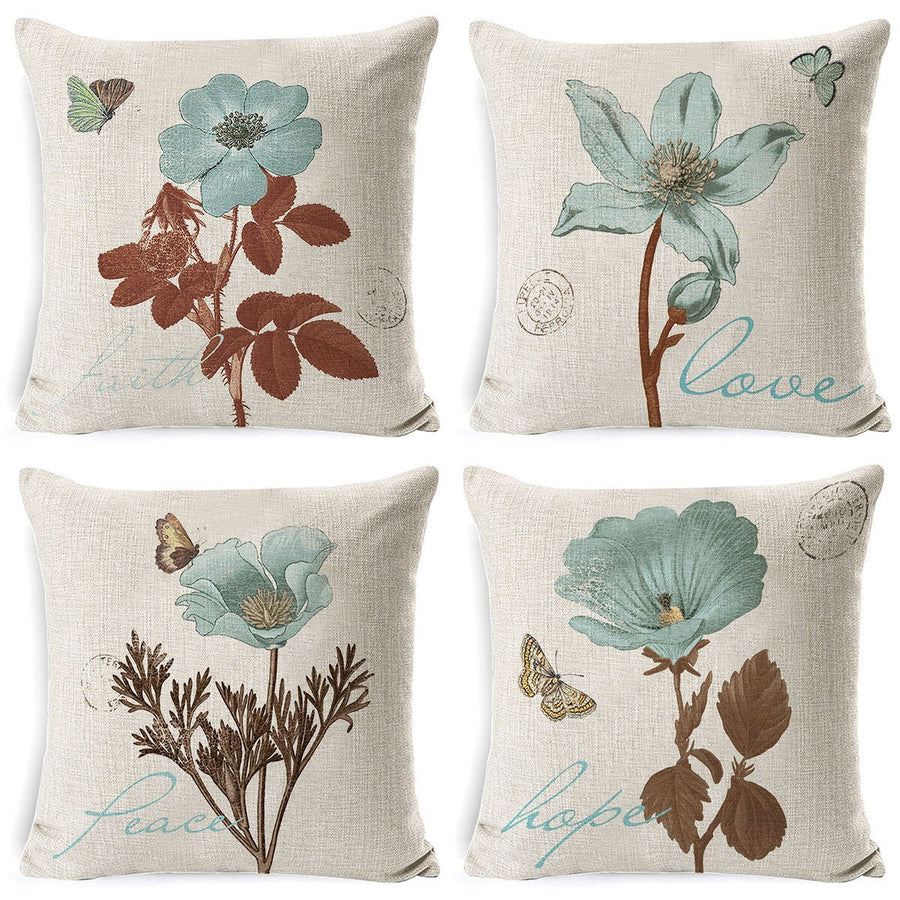 1pc Linen Pillow Cover 45x45cm Flower Bird Pattern Pillowcase Household Sofa Decorative Cushion Cover Supplies Image 1