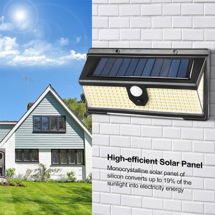 190 LED Solar Lights Outdoor Solar Lamp With PIR Motion Sensor Solar Powered Waterproof Warning light for Courtyard Image 3