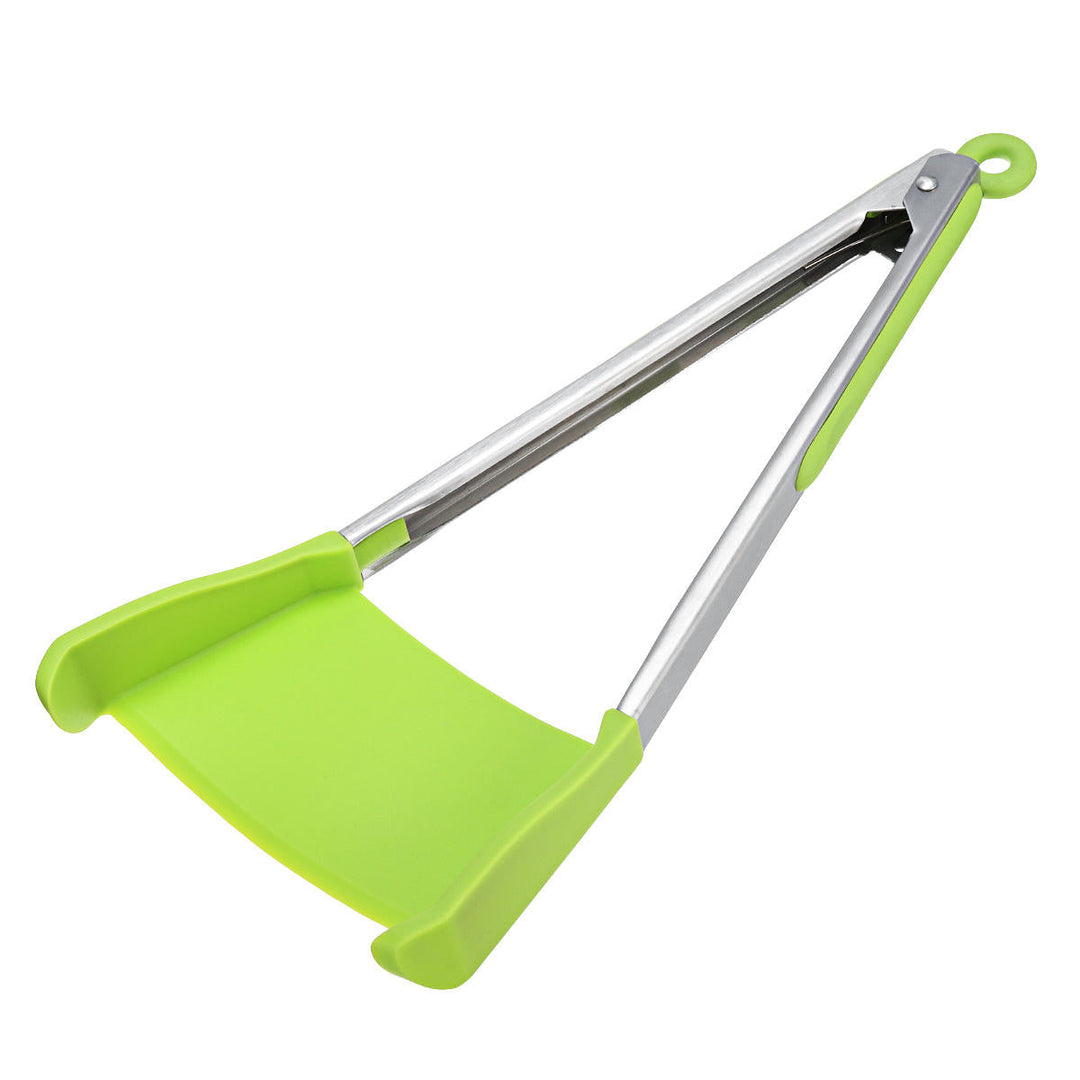 2 in 1 Stainless Steel Non Stick Heat Resistance Picnic BBQ Spatula Tongs Food Clip Outdoor Camping Image 3