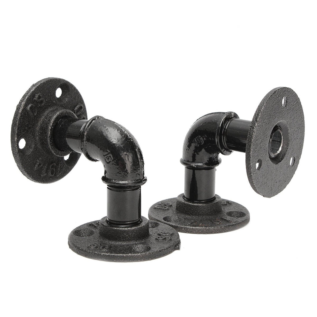 2 Set Flange Industrial Steel Pipe Shelf Bracket Wall Holder Bracket House DIY Decor Image 3