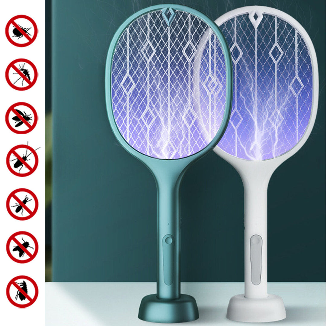 2-In-1 3000V Electric Mosquito Swatter Dual Mode Built-in Battery USB Rechargeable Outdoor Home Mosquito Killer Image 2