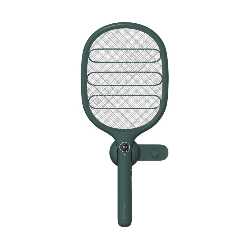 2-in-1 Electric Fly Mosquito Swatter 1800mAh USB/Magnetic Rechargeable 3-Layer Safety Mesh Bug Zapper Racket LED Night Image 1