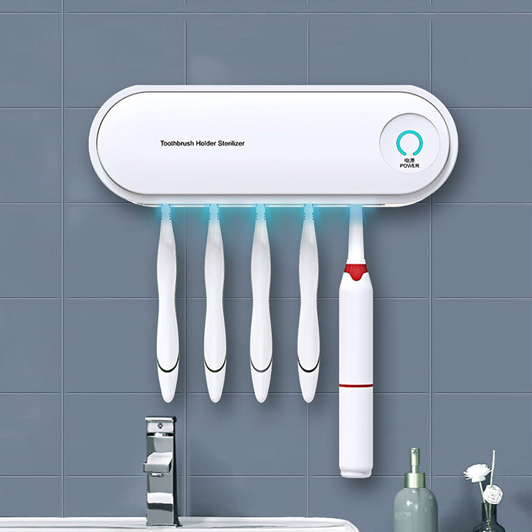 2-in1 UV Toothbrush Sterilizer Holder Wall Mounted 5 Toothbrush Holder and Drying Function Automatic Antibacteria Image 4