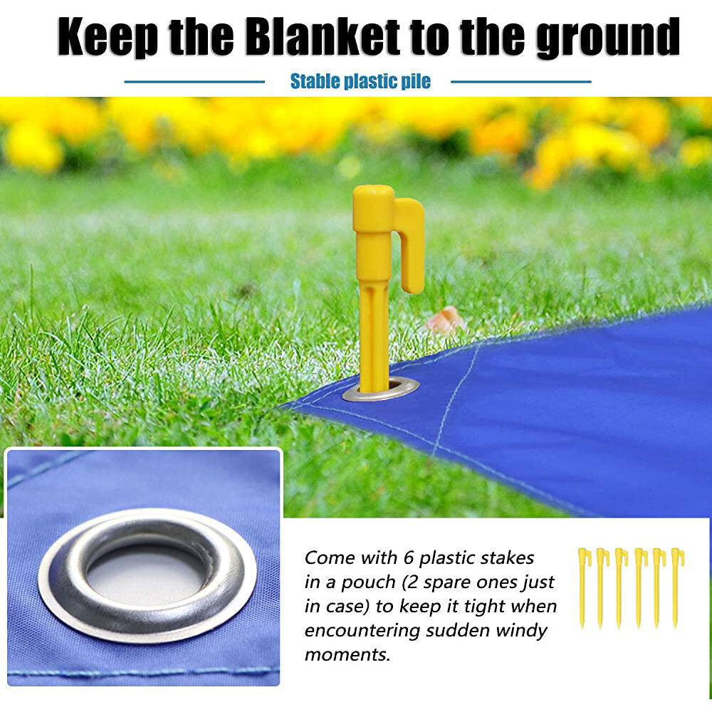 200x210cm Beach Blanket Waterproof Multi-function Folding Picnic Mat Sunshade Canopy with Ground Nail Carabiner Camping Image 3