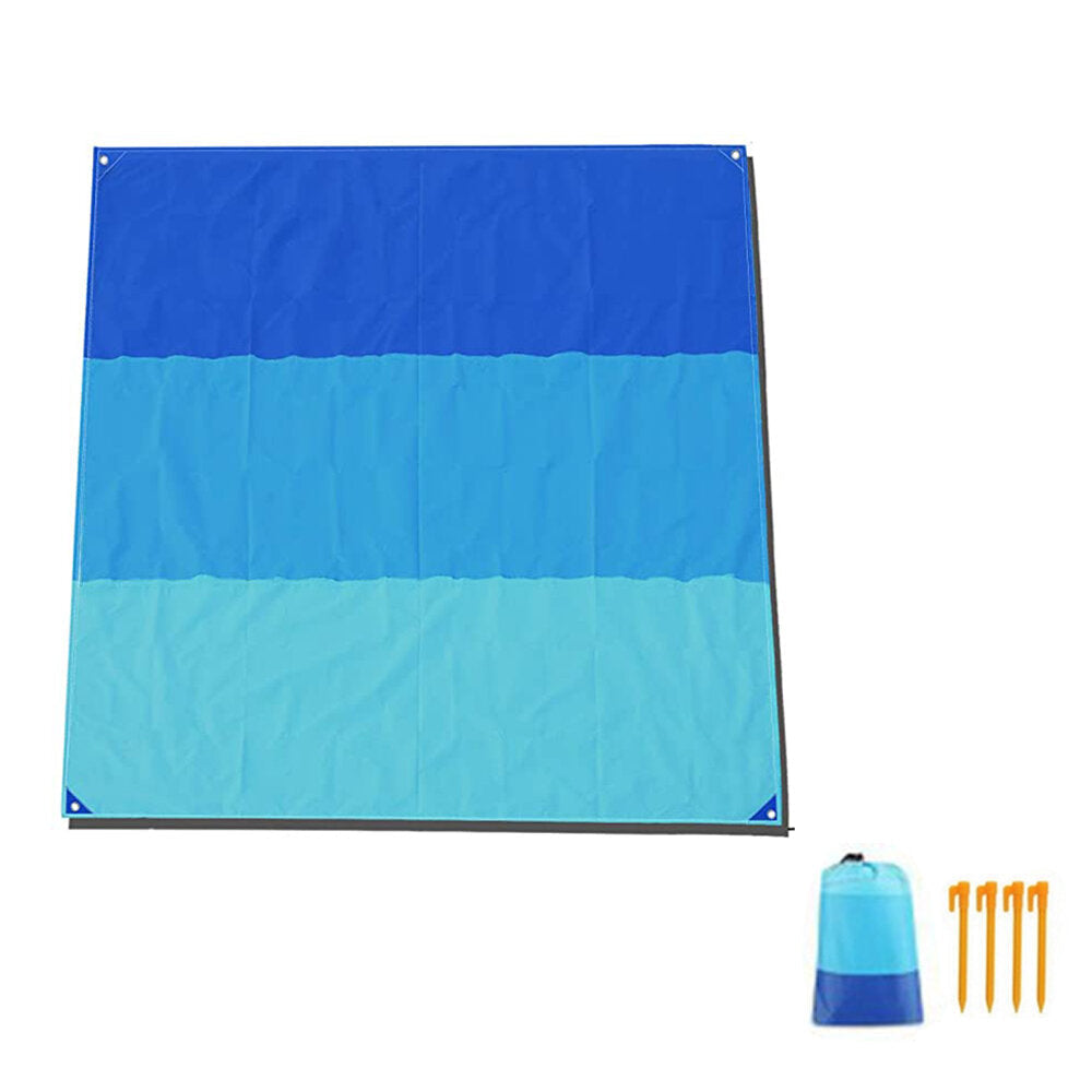 200x210cm Beach Blanket Waterproof Multi-function Folding Picnic Mat Sunshade Canopy with Ground Nail Carabiner Camping Image 5