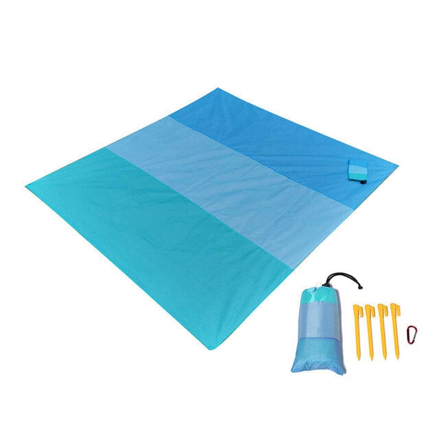 200x210cm Beach Blanket Waterproof Multi-function Folding Picnic Mat Sunshade Canopy with Ground Nail Carabiner Camping Image 7