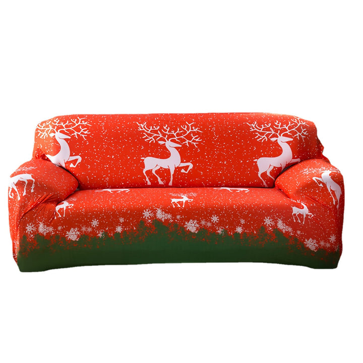 2/3/4 Seaters Christmas Sofa Cover Elastic Elk Chair Seat Protector Stretch Couch Case Slipcover Home Office Furniture Image 1