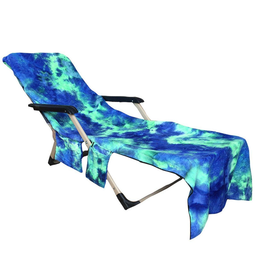 210 x 75cm Beach Chair Towel Lazy Sunbath Towel Tie-dye Multi-pocket Absorbent Camping Mat Towels Image 1