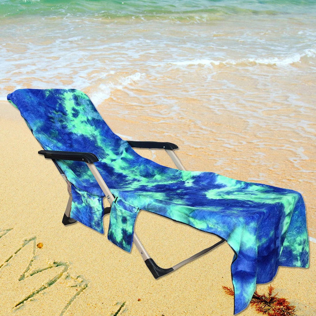 210 x 75cm Beach Chair Towel Lazy Sunbath Towel Tie-dye Multi-pocket Absorbent Camping Mat Towels Image 6