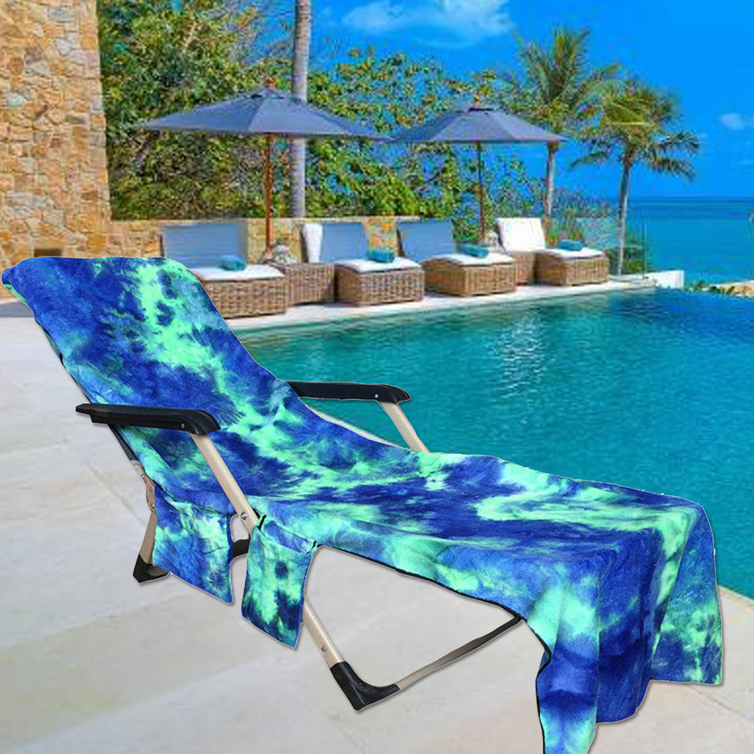 210 x 75cm Beach Chair Towel Lazy Sunbath Towel Tie-dye Multi-pocket Absorbent Camping Mat Towels Image 7