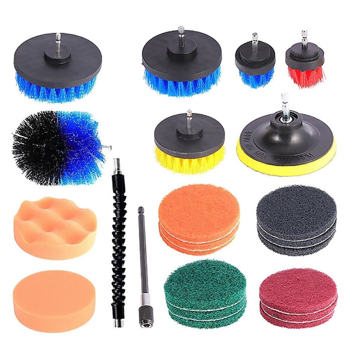 23pcs Cleaning Drill Brush Cleaner Combo Tool Kit Electric Drill Power Scrubber Image 1