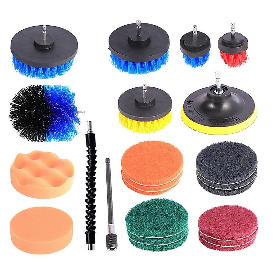 23pcs Cleaning Drill Brush Cleaner Combo Tool Kit Electric Drill Power Scrubber Image 11