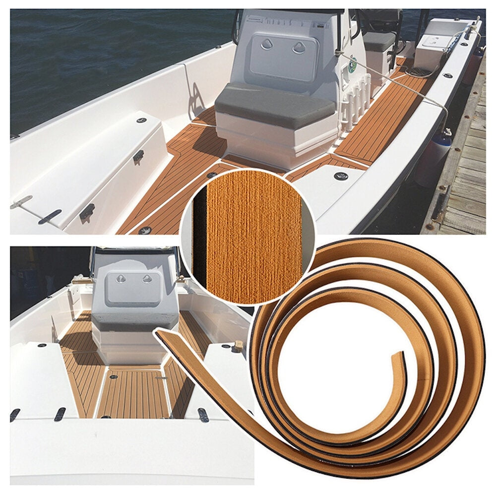 2400x58x5mm Soft Plastic Wood Non-slip Anti-collision Self-adhesive Eva Boat Side Mat for Luxury Yachts Rvs Boats and Image 1