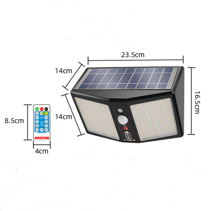 20W 360LED Waterproof Solar Light Human Sensor Outdoor Garden Security Wall Lamp + Remote Control Image 6