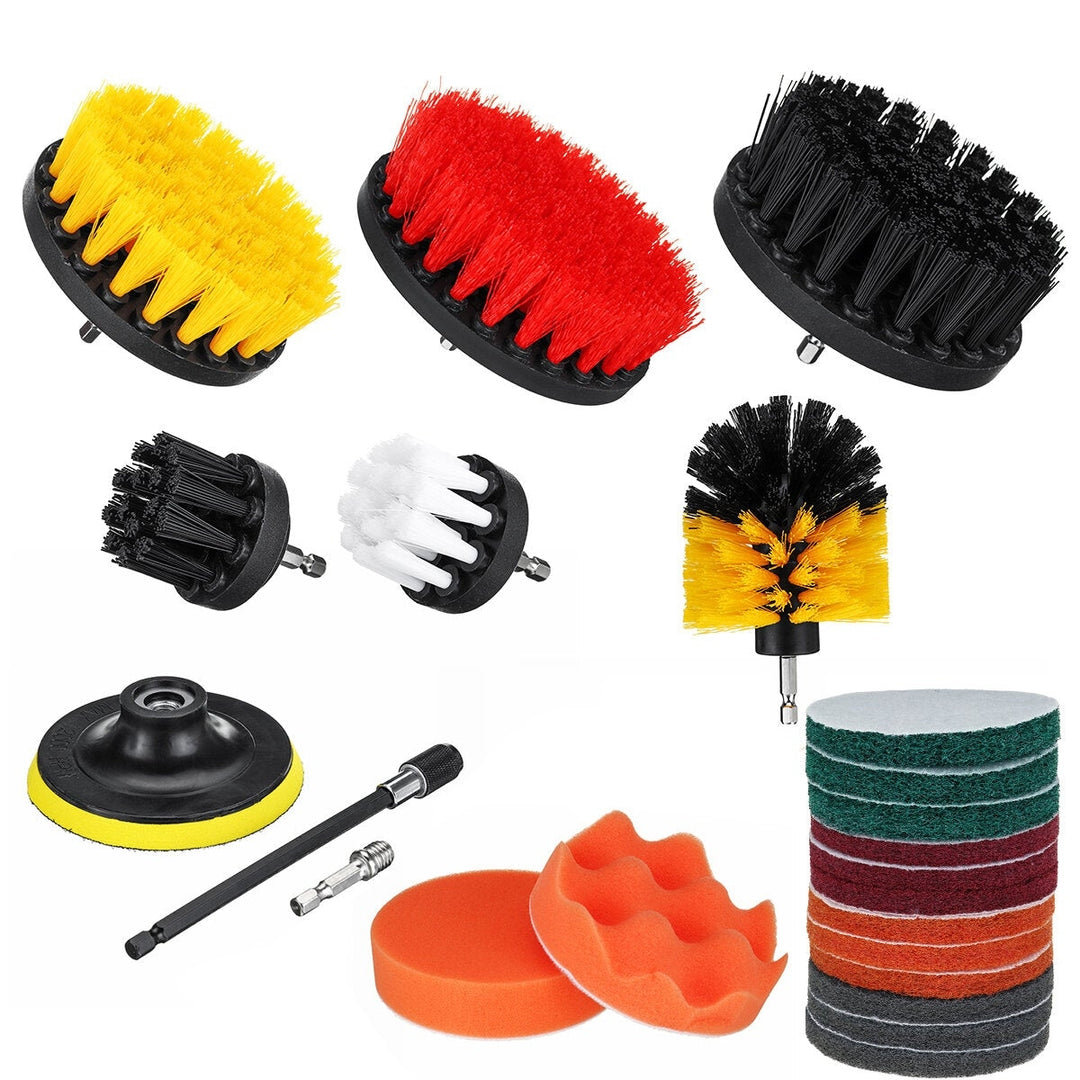 22Pcs/Set Drill Scrubber Cleaning Brush Kit for Bathroom Surfaces Tub Tile and Grout Image 1