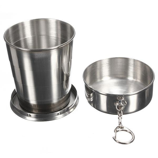 240ml 4oz Stainless Steel Portable Folding Telescopic Travel Cup Image 1