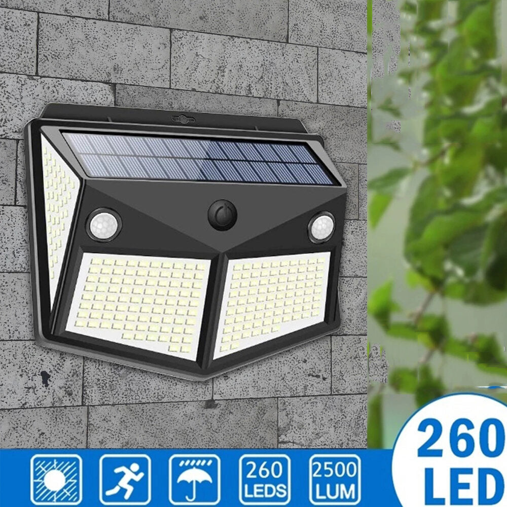 260LED Outdoor Solar Light IP65 Waterproof Motion Sensor Solar Light Garden Courtyard Passage Security Lighting Black Image 3