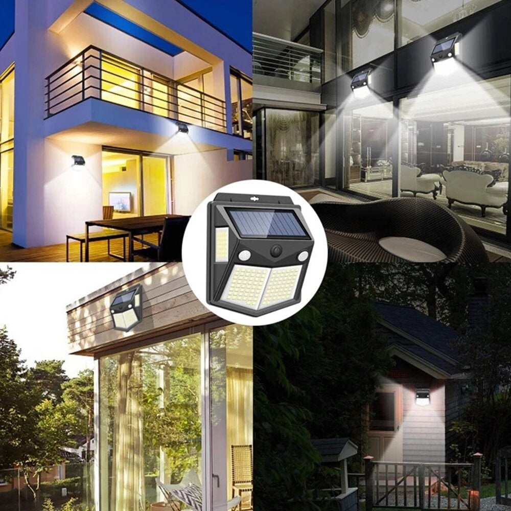 260LED Outdoor Solar Light IP65 Waterproof Motion Sensor Solar Light Garden Courtyard Passage Security Lighting Black Image 5