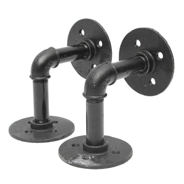 2pcs 3/4 Inch Iron Pipe Shelf Bracket Industrial Pipe Scaffold Board Shelf Brackets Image 2