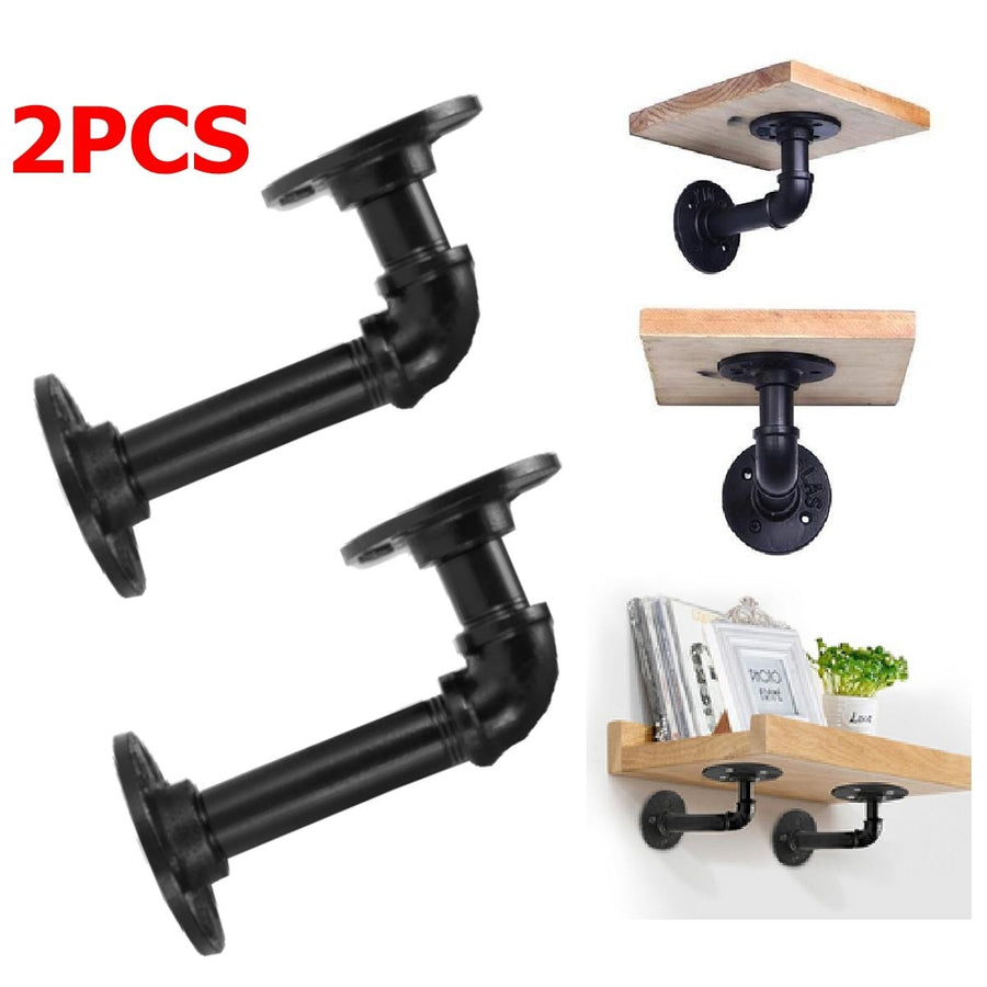 2PCS Steampunk Industrial Steel Pipes Fittings scaffold board shelf brackets Image 1