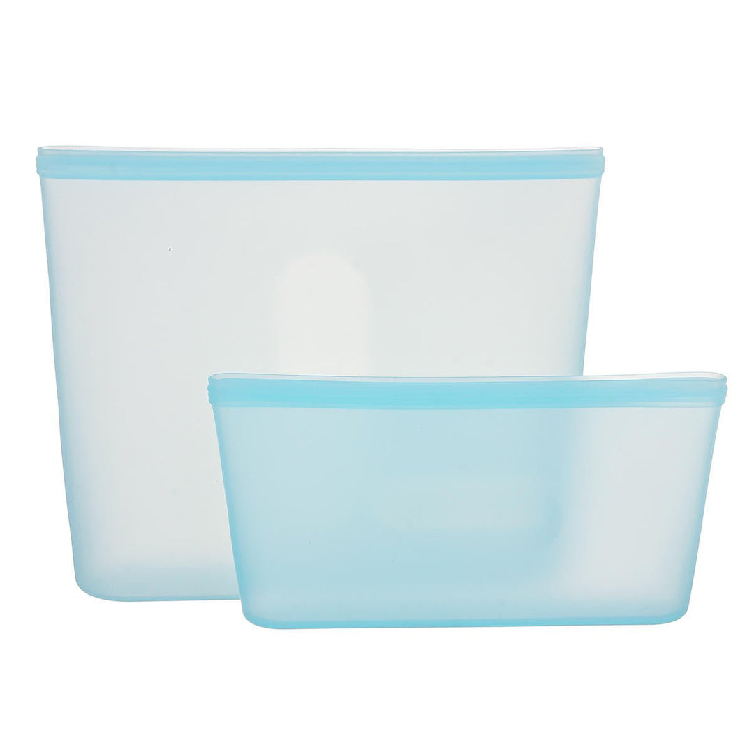 2Pcs Reusable Food Storage Bag Leakproof Zip Lock Silicone Fresh Food Containers Image 5