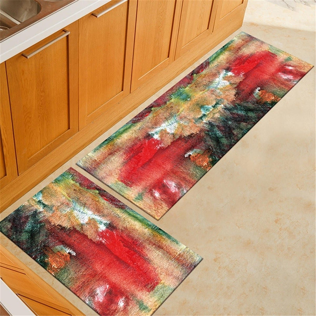 2pcs Kitchen Floor Carpet Non-Slip Area Rug Living Room Washable Door Mat Set Image 1