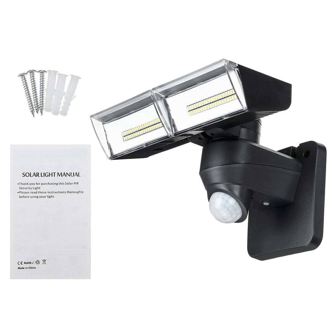 3 Modes Double Heads LED Solar Light Outdoor Motion Sensor Rotatable Waterproof Wall Lamp Image 1