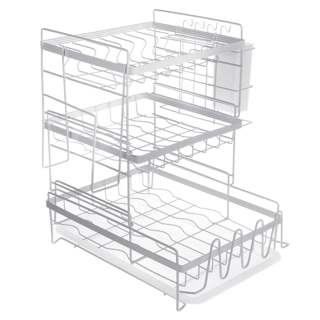 3 Tier Multi-functional Kitchen Drying Dish Rack Over Sink Drainer Shelf Image 3