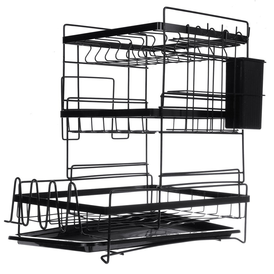 3 Tier Multi-functional Kitchen Drying Dish Rack Over Sink Drainer Shelf Image 5