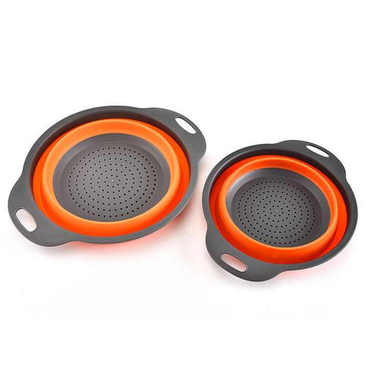 2Pcs/Set Silicone Folding Drain Baskets Retractable Colander Camping Picnic Storage Gadgets Image 3