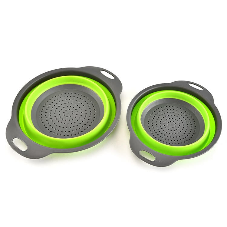 2Pcs/Set Silicone Folding Drain Baskets Retractable Colander Camping Picnic Storage Gadgets Image 1