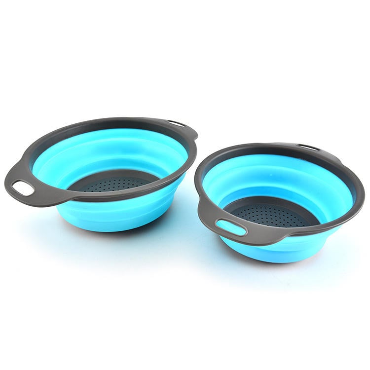 2Pcs/Set Silicone Folding Drain Baskets Retractable Colander Camping Picnic Storage Gadgets Image 1