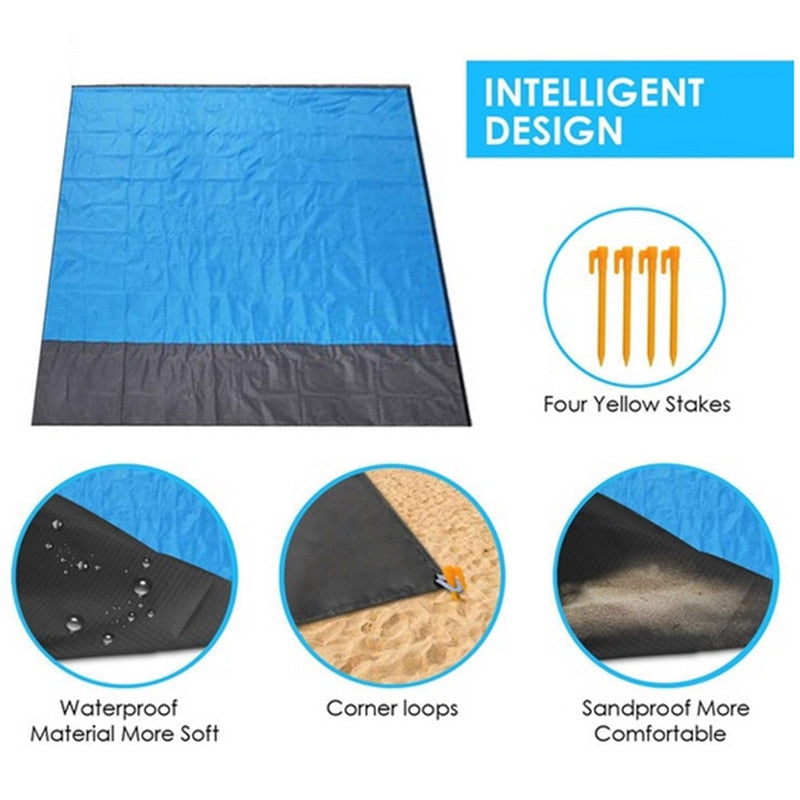 2x2.1m Waterproof Pocket Beach Blanket Folding Camping Mat Mattress Portable Lightweight Mat Outdoor Picnic Mat Sand Image 12