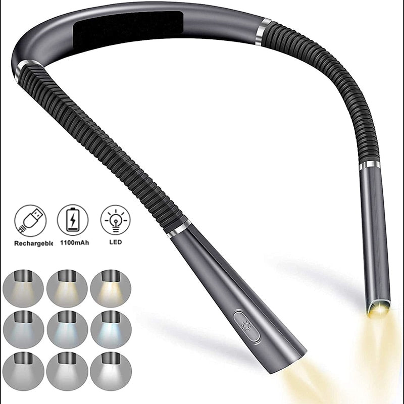 3 Colors 8 LED Flexible Hanging Neck Light Reading Light Rechargeable Book Light for Reading Knitting Camping Repairing Image 1