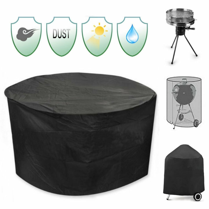 30inch Patio Round Pit Cover Waterproof UV Protector Grill BBQ Chair Table Shelter Black Image 1