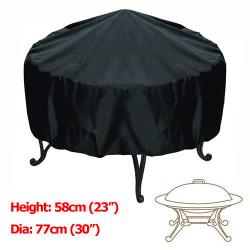 30inch Patio Round Pit Cover Waterproof UV Protector Grill BBQ Chair Table Shelter Black Image 3