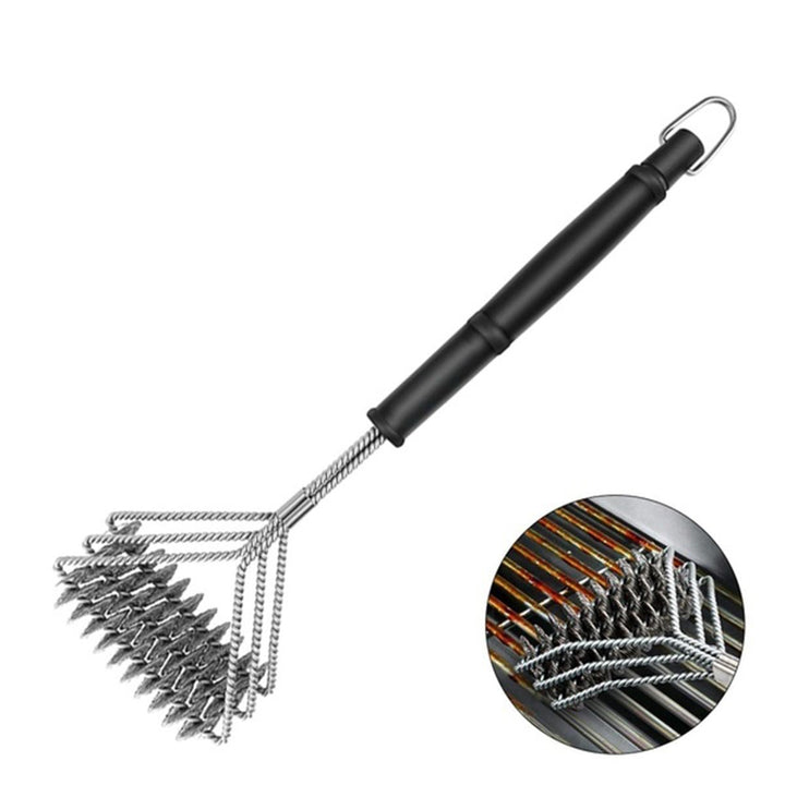 3 Wires Grill Cleaning Brushes Camping BBQ Cleaner Notched Scraper Brass Bristles Image 1