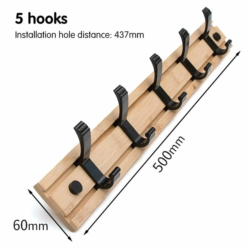 3/4/5 Hooks Wall Coat Rack Storage Hook Hat Clothes Hanger Home Bedroom Organizer Image 9